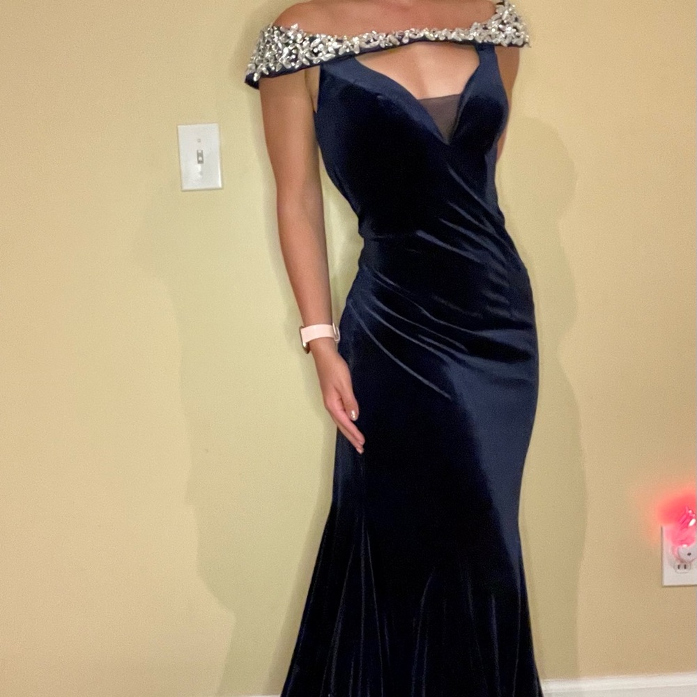 Ritzee’s Originals Navy Velvet Gown